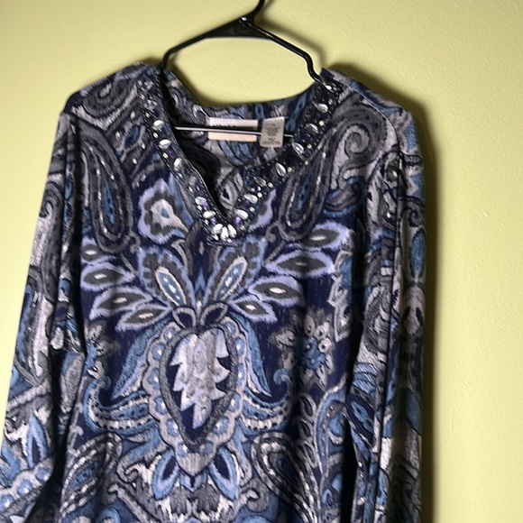 Alfred dunnrer mob wife,granny core womens Blue Paisley Top , - Picture 2 of 8